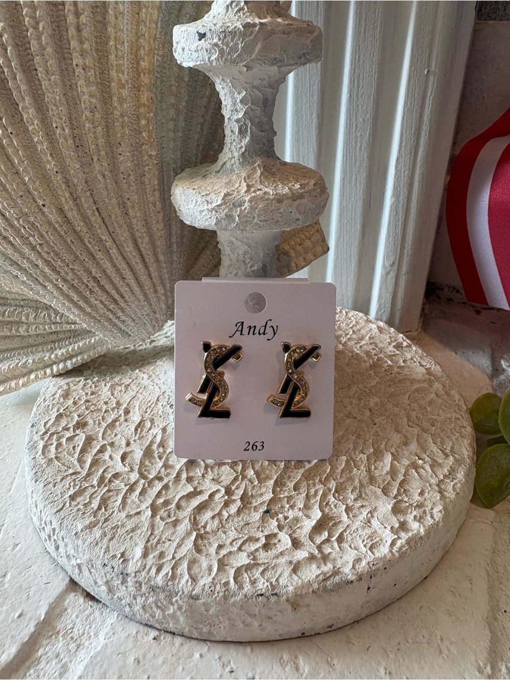 Fashion Logo  Earrings - Gold and Black